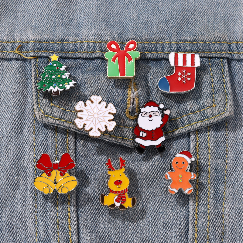 Santa Christmas Brooches Pins Jewelrys Holiday Xmas Gift Party Snowman Enameled Clothes Collar Art Decorations Ornaments for Men Women Kids Brooch Who
