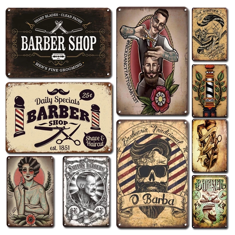 Vintage Styles Barber Tools Shop Metal Paintings Poster Tin Sign Retro Man Cave Home Decor Plates Personalized Classic BarberShop Zoon Decor Accessories
Vintage Styles Barber Tools Shop Metal Paintings Poster Tin Sign Retro Man Cave Home Decor Plates Personalized Classic BarberShop Zoon Decor Accessories