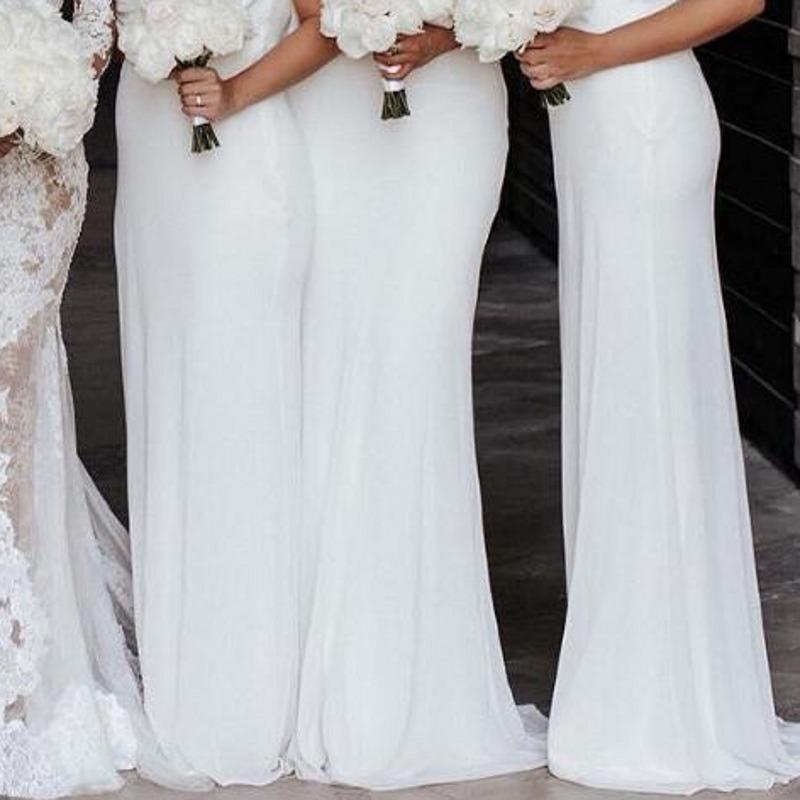 White Sexy Spaghetti Straps Bridesmaid Dresses Summer Beach Wedding Guest Party Gowns or Length Backless Maid Of Honor Dress