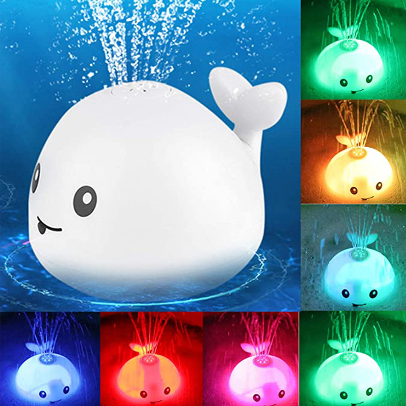 Bath Toys Baby Flashing Light And Spray Water Whale Reaction room Lamp As Kids Gift 221014