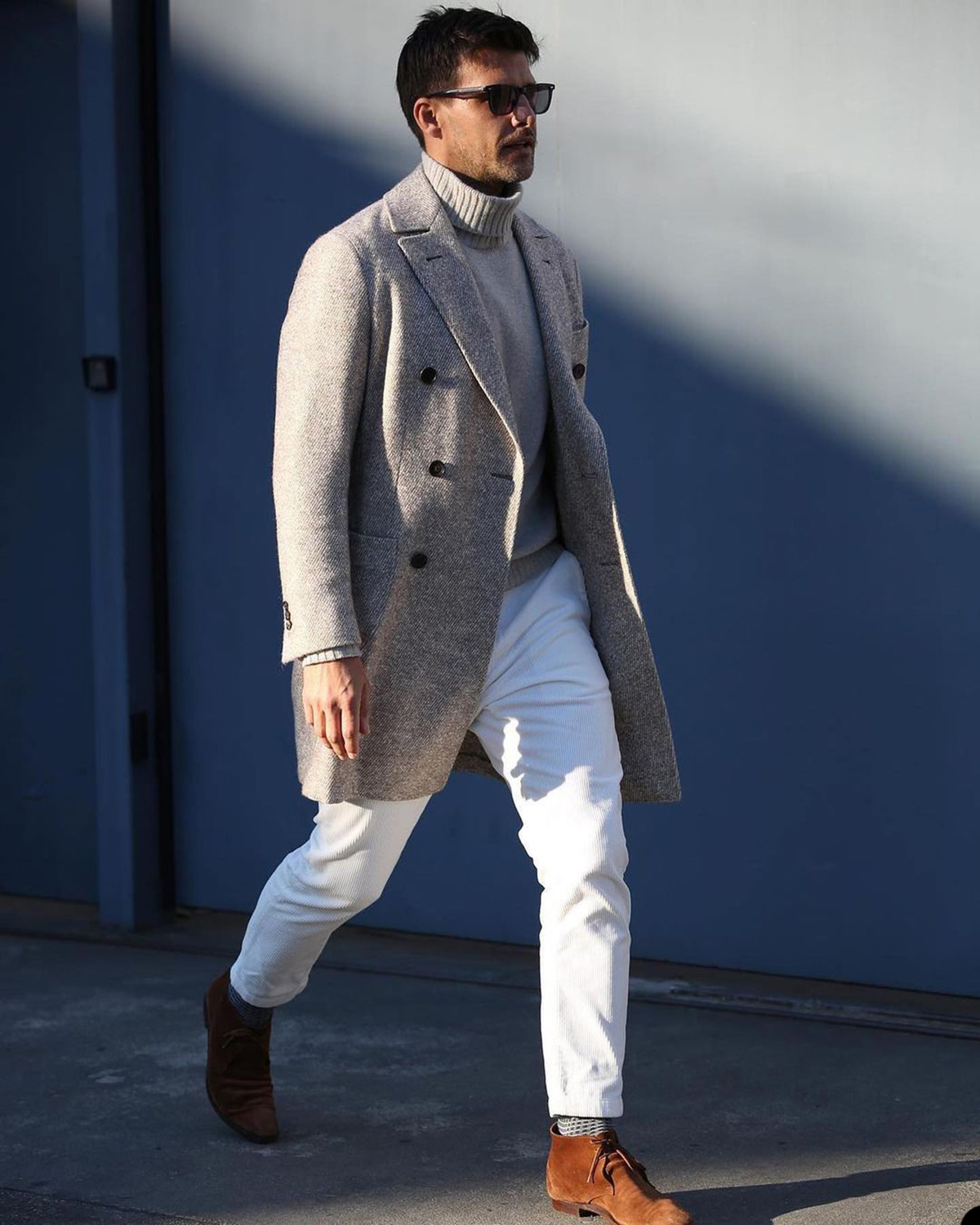 One Piece Formal Men Suits Wedding Tuxedos Thick Wool Long Coat Men Jacket Double Breasted Peaked Lapel Blazer Business Custom Made