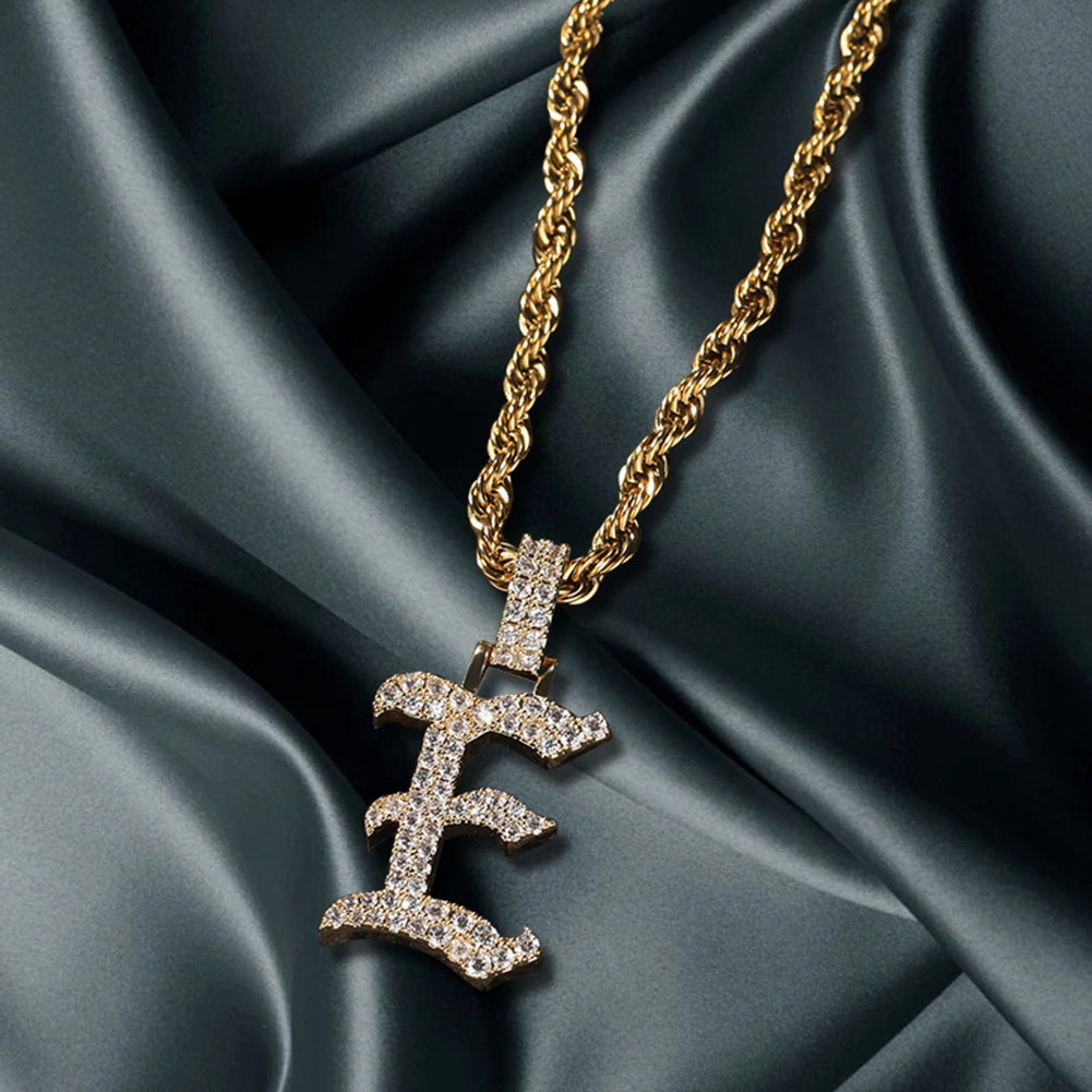 TopBling Hip Hop A-Z Custom Letters Pendant Necklaces Jewelry Charm Gift for Men Women 18K Real Gold Plated