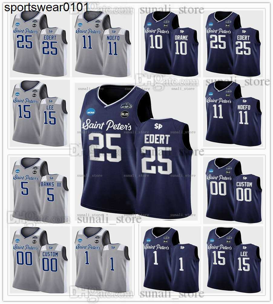 NCAA 25 Doug Edert Jerseys College Basketball Saint Peter's Peacocks 5 Daryl Banks III 11 KC Ndefo 15 Matthew Lee 10 Fousseyni Drame 14, Kids grey
NCAA 25 Doug Edert Jerseys College Basketball Saint Peter's Peacocks 5 Daryl Banks III 11 KC Ndefo 15 Matthew Lee 10 Fousseyni Drame 14, Kids grey
