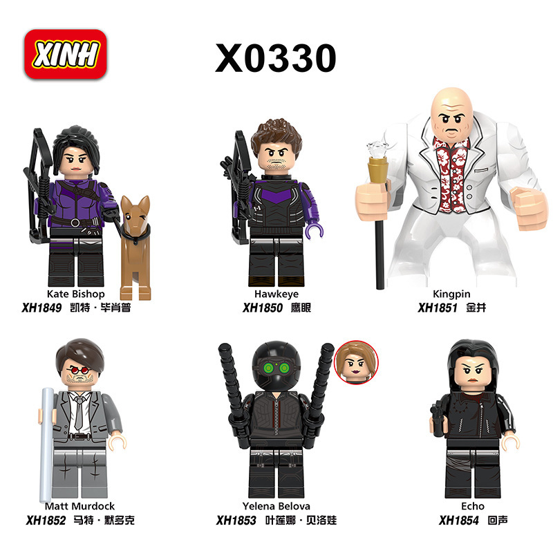 X0330 Hero Minifigs Mini Toy Figures Hawkeye Kingpin Echo Matt Murdock Building Blocks
X0330 Hero Minifigs Mini Toy Figures Hawkeye Kingpin Echo Matt Murdock Building Blocks