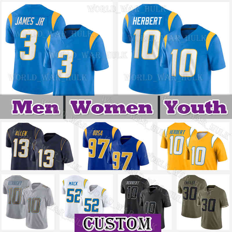 10 Justin Herbert Football Jersey 3 Derwin James Jr Los Angeles Chargers Khalil Mack JC Jackson Joey Bosa 13 Keenan Allen 30 Austin Ekeler Asante Samuel Kenneth Murray, Women custom jersey(s d)
10 Justin Herbert Football Jersey 3 Derwin James Jr Los Angeles Chargers Khalil Mack JC Jackson Joey Bosa 13 Keenan Allen 30 Austin Ekeler Asante Samuel Kenneth Murray, Women custom jersey(s d)