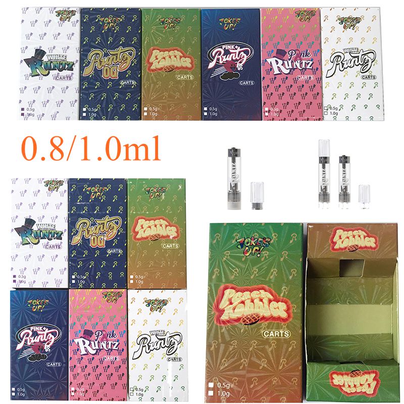 Newest Runtz Runty Packaging Atomizers Empty Vape Pen Cartridges 1ml 0.8ml Tank Ceramic Coil 510 Thread Vaporizer Carts Thick Oil D8 E Cigarettes 10 Strains
Newest Runtz Runty Packaging Atomizers Empty Vape Pen Cartridges 1ml 0.8ml Tank Ceramic Coil 510 Thread Vaporizer Carts Thick Oil D8 E Cigarettes 10 Strains