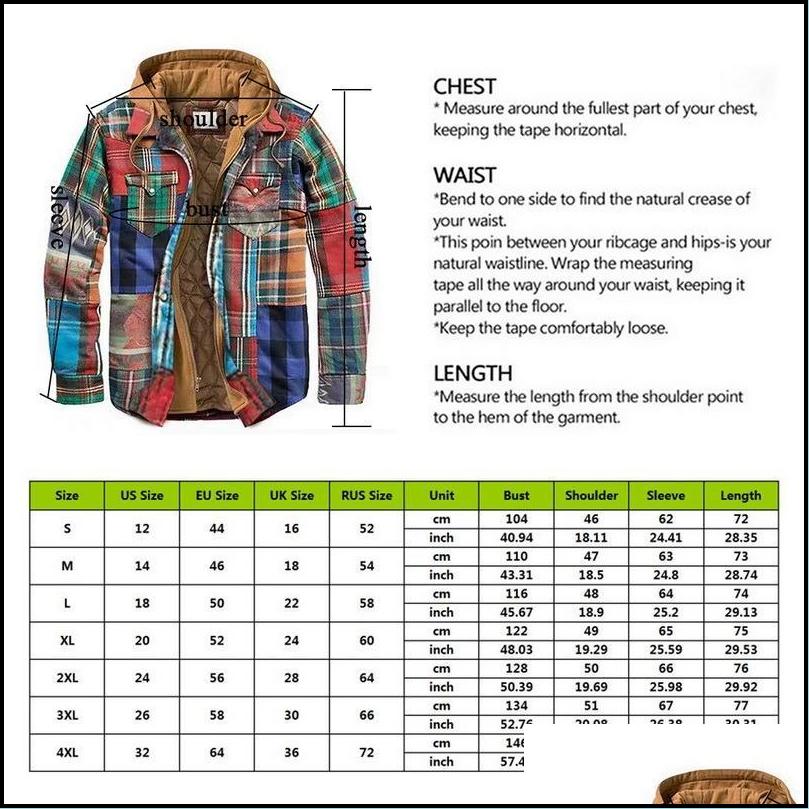 Men'S Jackets Mens Jackets Men Retro Vintage Spring Winter Long Sleeve Plaid Shirt Jacket For Checked Coat Overcoat Hooded Pocket Dr Dhxnj