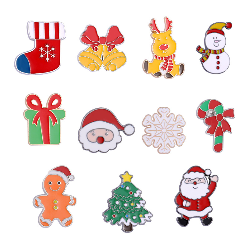 Santa Christmas Brooches Pins Jewelrys Holiday Xmas Gift Party Snowman Enameled Clothes Collar Art Decorations Ornaments for Men Women Kids Brooch Who