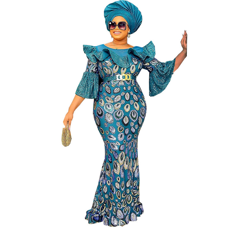 2023 mermaid Evening Dresses Aso Ebi Style Prom Dress Long African Half Sleeve vestidos de fiesta Nigerian Women Gown