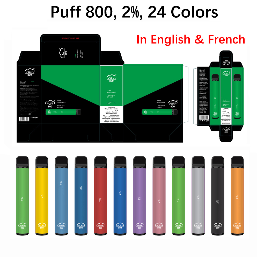 Disposable E Cigarette 800 Puffs Disposable Vape Pen Device 3.2ml Pod 550mAh Battery Electronic Cigs In English French Packaging
Disposable E Cigarette 800 Puffs Disposable Vape Pen Device 3.2ml Pod 550mAh Battery Electronic Cigs In English French Packaging