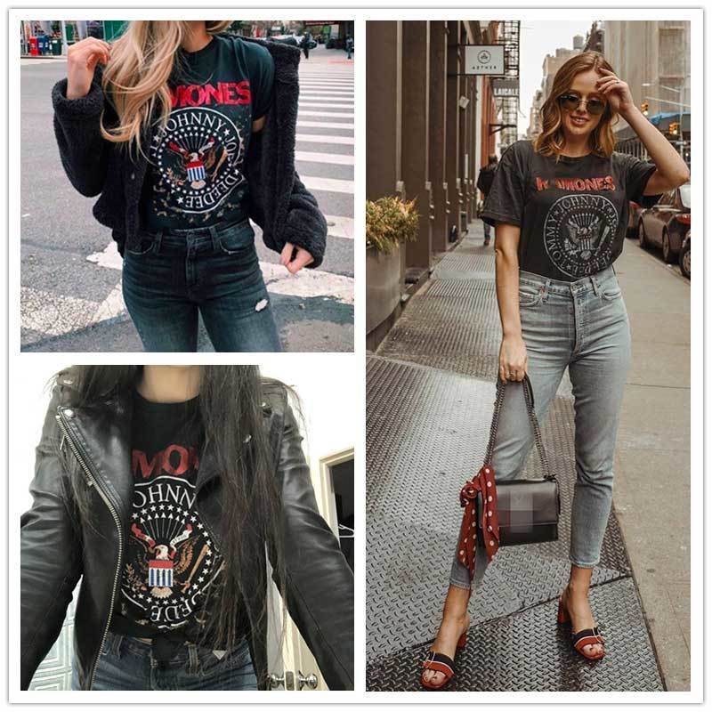 Boho inspired Leopard print T shirt Black Tee Shirt Women Short Sleeve cotton Summer Tops Punk Rock graphic tees women MX200721