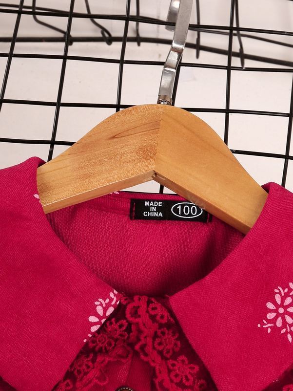 Toddler Girls Floral Print Embroidered Mesh Statement Collar Dress SHE