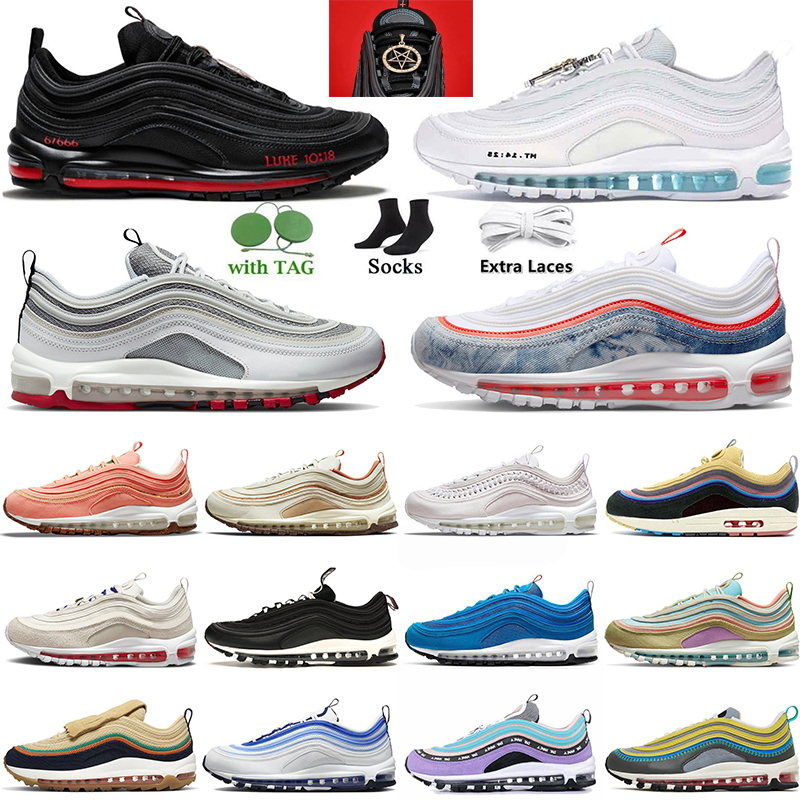2022 Classic 97 Running Shoes Triple White Black Bullet Golf NRG Washed Denim Satan Worldwide Pack Cork for Men Women 97s Sprung Sun Club Trainers Sneakers With Socks, A#29 36-46 silver bullet
2022 Classic 97 Running Shoes Triple White Black Bullet Golf NRG Washed Denim Satan Worldwide Pack Cork for Men Women 97s Sprung Sun Club Trainers Sneakers With Socks, A#29 36-46 silver bullet