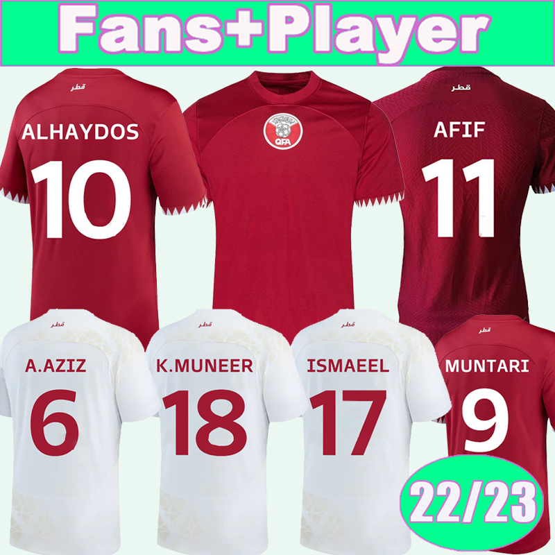 2022 23 Qatar MUNTARI Mens Soccer Jerseys Player Version National Team AFIF ALHAYDOS ALAAELDIN ABDELKARIM BOUALEM Home Away Football Shirts Short Sleeve Uniform, Qm10235 22 23 away no patch
2022 23 Qatar MUNTARI Mens Soccer Jerseys Player Version National Team AFIF ALHAYDOS ALAAELDIN ABDELKARIM BOUALEM Home Away Football Shirts Short Sleeve Uniform, Qm10235 22 23 away no patch