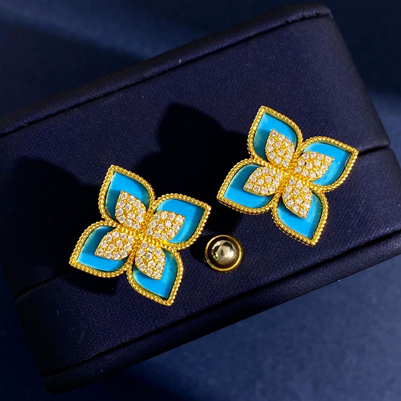 Lucky Clover Designer Stud Earrings for Women Gold Hollow Sweet wer Bg Dia Earring Ear Rings Earings Jewelry