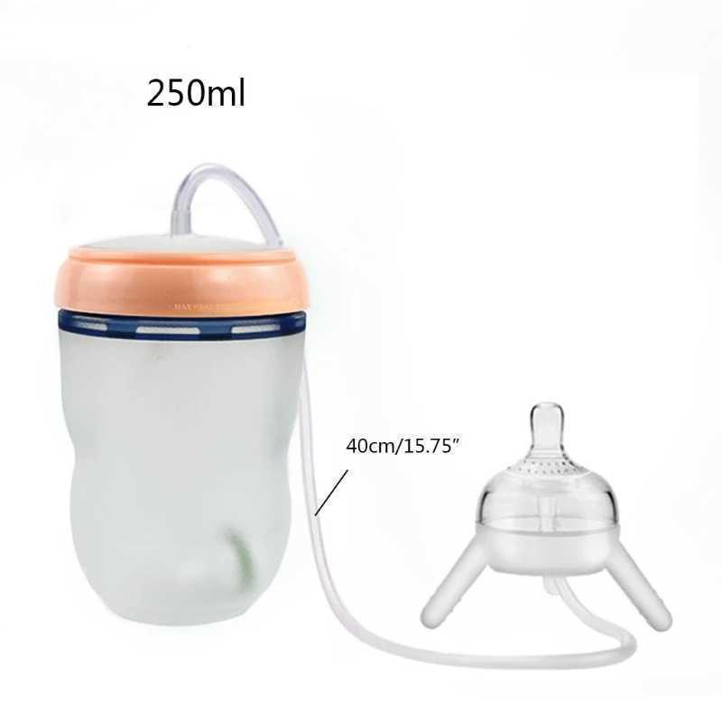 Baby feeding Bottle Long straw Hands-free bottle Multifunctional Baby Bottle Kids Milk Cup Silicone Sippy NO BPA 211023
