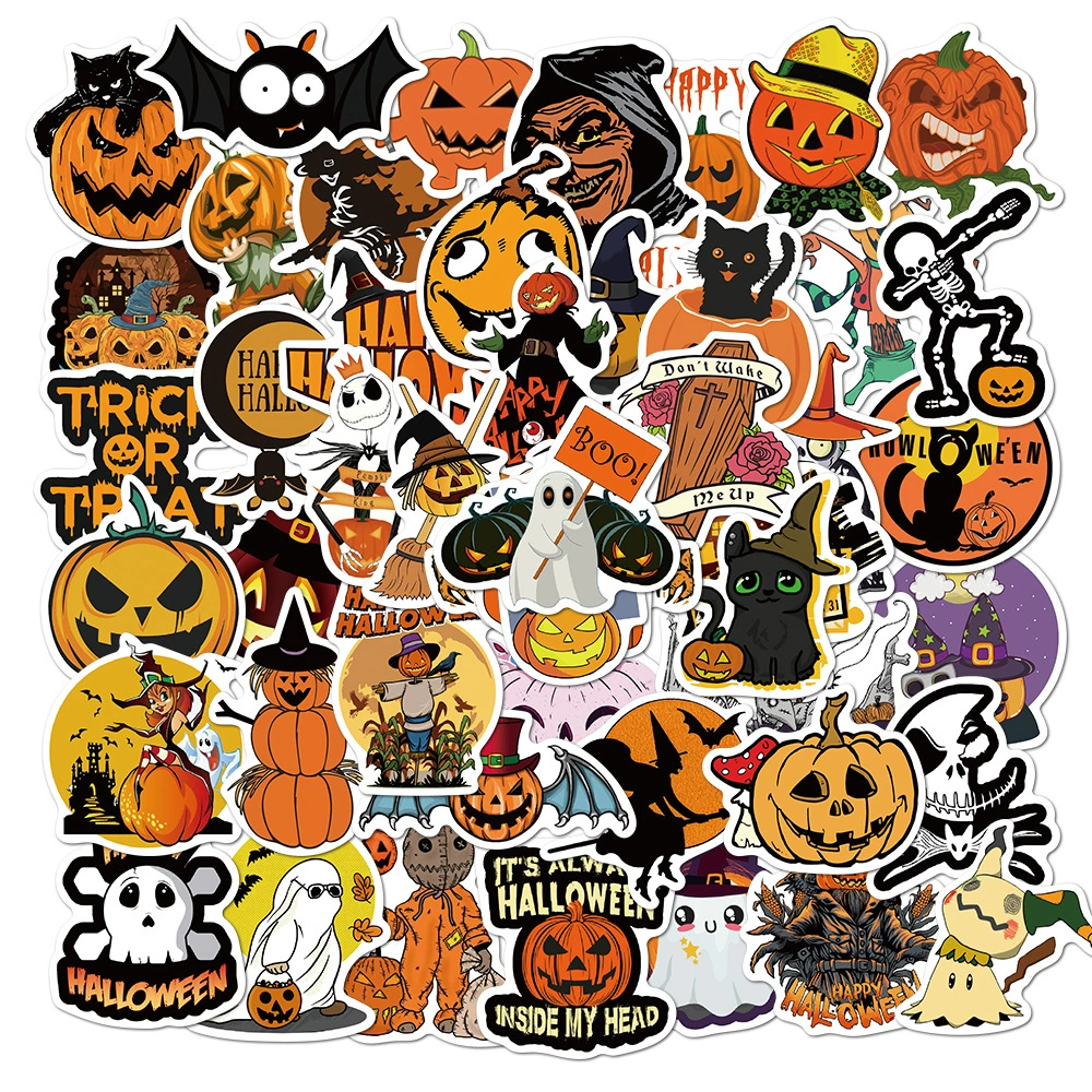 50PCS Halloween Decoration DIY Stickers Pack For Girl Children Boba Bubble Teas Decal Sticker To DIY Stationery Luggage Suitcase Laptop Guitar PC Wate
