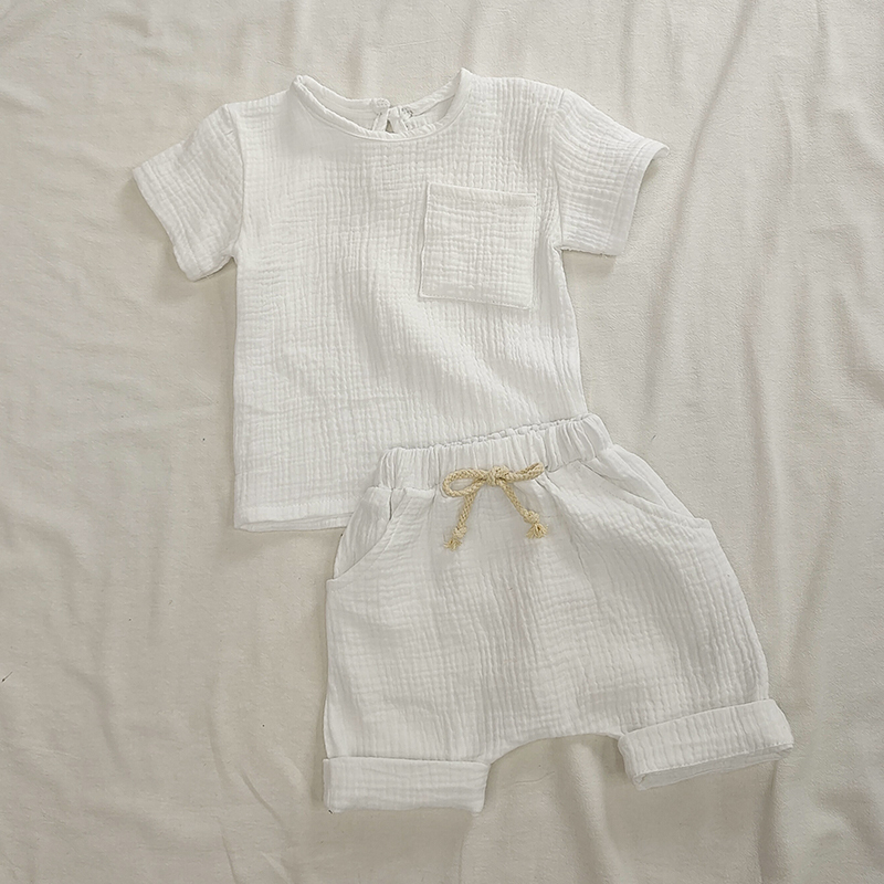 Organic Cotton Baby Clothes Set Summer Casual Tops Shorts For Boys Girls Set Unisex Toddlers 2 Pieces Kids Baby Outifs Clothing 220509