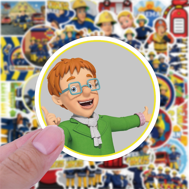 50Pcs Anime Fireman Sam stickers Children safety education animation Graffiti Kids Toy Skateboard car Motorcycle Bicycle Sticker Decals Wholesale