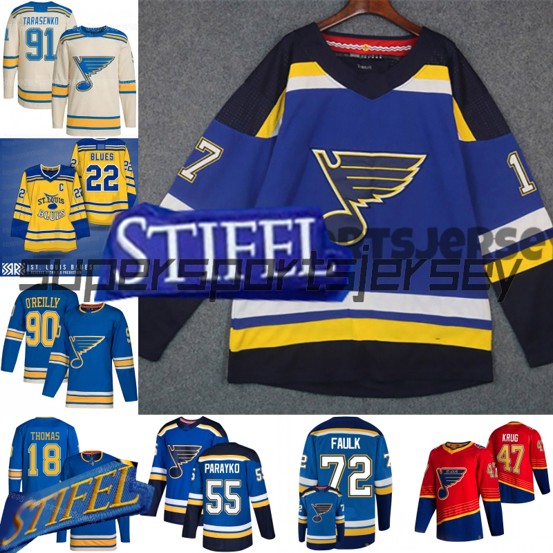 St "Louis" Blues Hockey Jerseys Brayden Schenn Vladimir Tarasenko Robert Thomas Torey Krug Kyrou Pavel Buchnevich Justin Faulk Ryan O'Reilly Noel Acciari, 2022-23 reverse retro
St "Louis" Blues Hockey Jerseys Brayden Schenn Vladimir Tarasenko Robert Thomas Torey Krug Kyrou Pavel Buchnevich Justin Faulk Ryan O'Reilly Noel Acciari, 2022-23 reverse retro