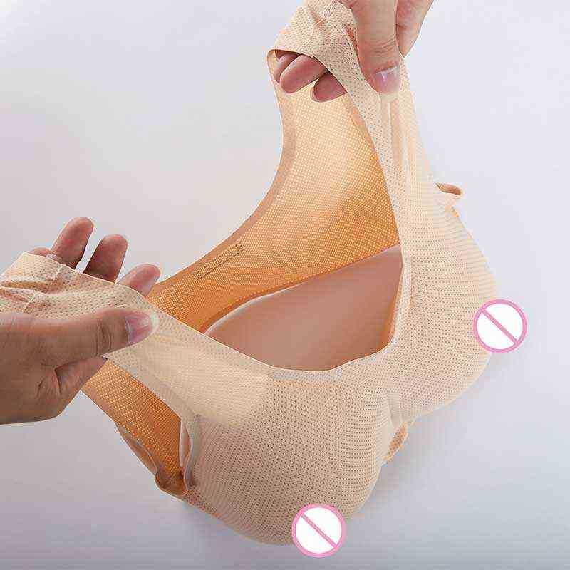 Nxy Breast Form Realistic Fake Boobs Tits Crossdresser Boobs Self Adhesive Silicone s Shemale Transgender Drag Queen 220607