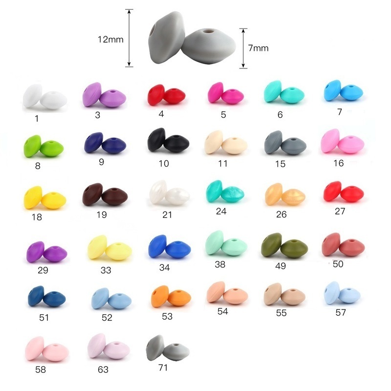 Joepada 300Pcs/lot 12mm Silicone Teething Beads Lentils Abacus Teethers Bead for DIY Baby Pacifier Chain Food Grade Baby Teether 220507