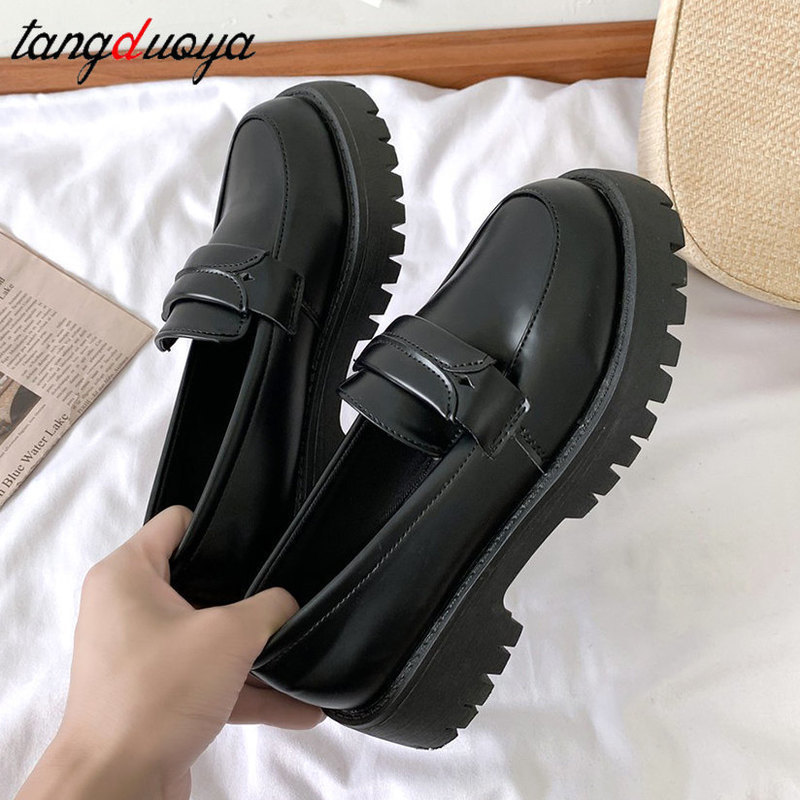 Mary Jane Shoes Girls Japanese School Jk Uniform Accessories Lolita Shoes College Gothic PU Leather Platform High Quality Shoe 220614