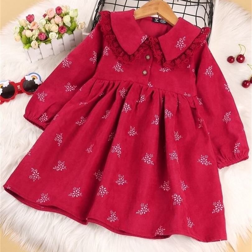 Toddler Girls Floral Print Embroidered Mesh Statement Collar Dress SHE