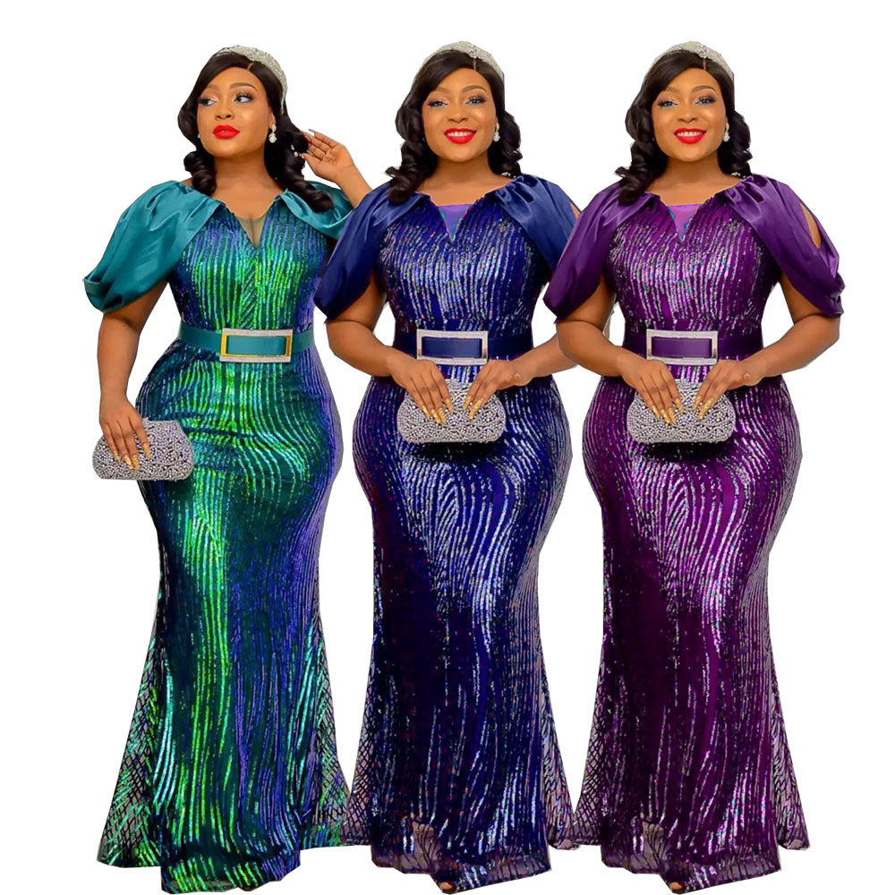 Luxury Mermaid Evening Dresses Sheer Jewel Neck Beaded Sequins African Tassel Prom Dress Long sexy Illusion Sweep Train Formal Party Gown