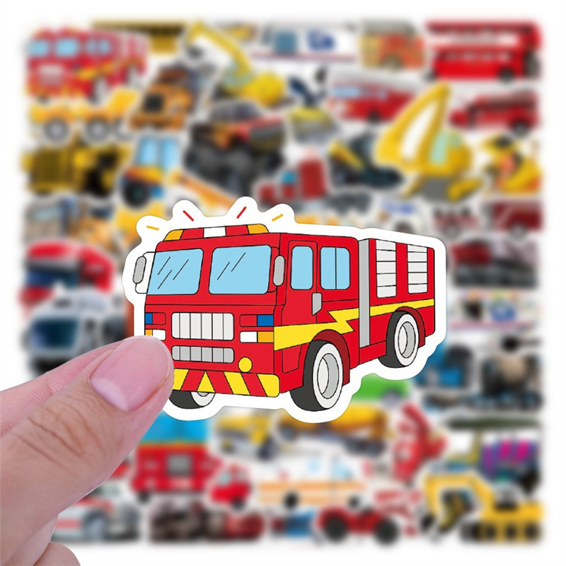 50Pcs Mixed special vehicle truck Stickers Graffiti Kids Toy Skateboard car Motorcycle Bicycle Sticker Decals Wholesale