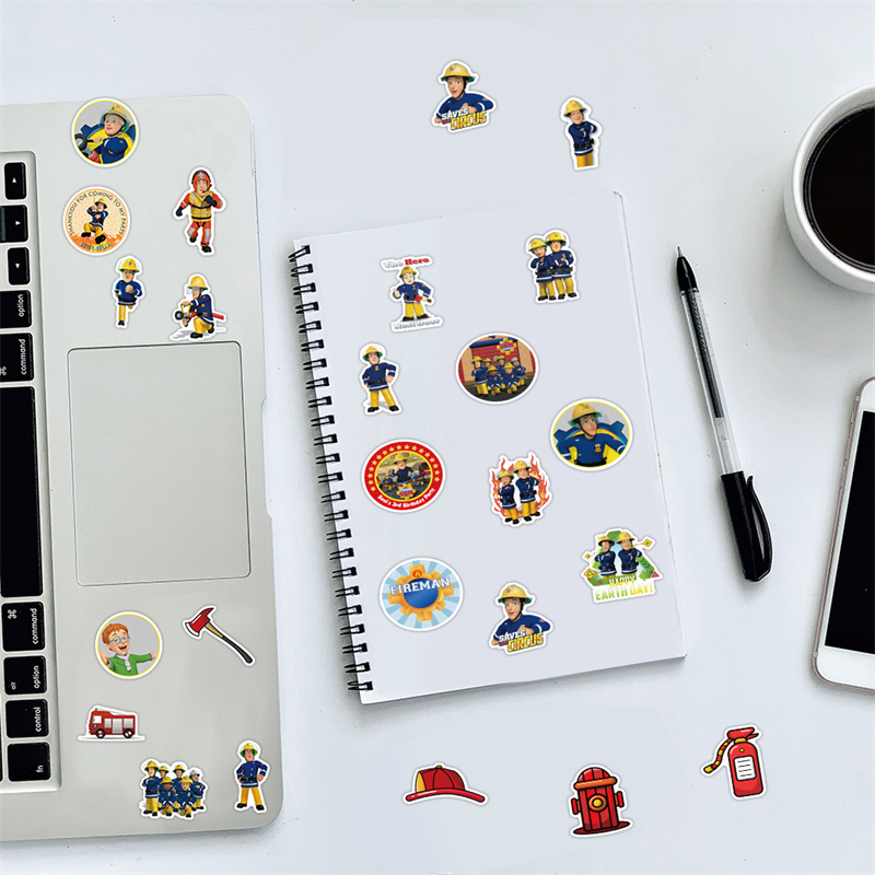 50Pcs Anime Fireman Sam stickers Children safety education animation Graffiti Kids Toy Skateboard car Motorcycle Bicycle Sticker Decals Wholesale