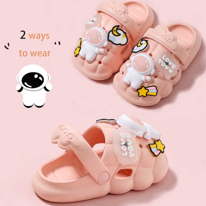 DIY Kids Women Men Spaceman Slipper for Children Beach Garden Shoes Boys Girls Couples Indoor Home Washroom Slides Slippers 220621
