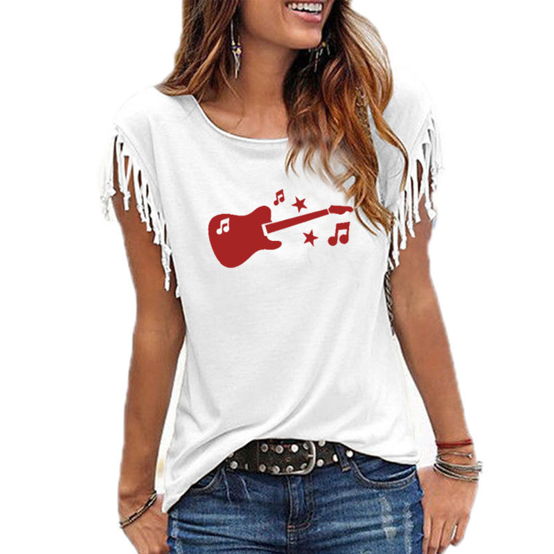 Guitar Music Printed Women T Shirt Cotton Sleeve Funny Summer Tee Shirt Femme T-shirt for Women MX200721