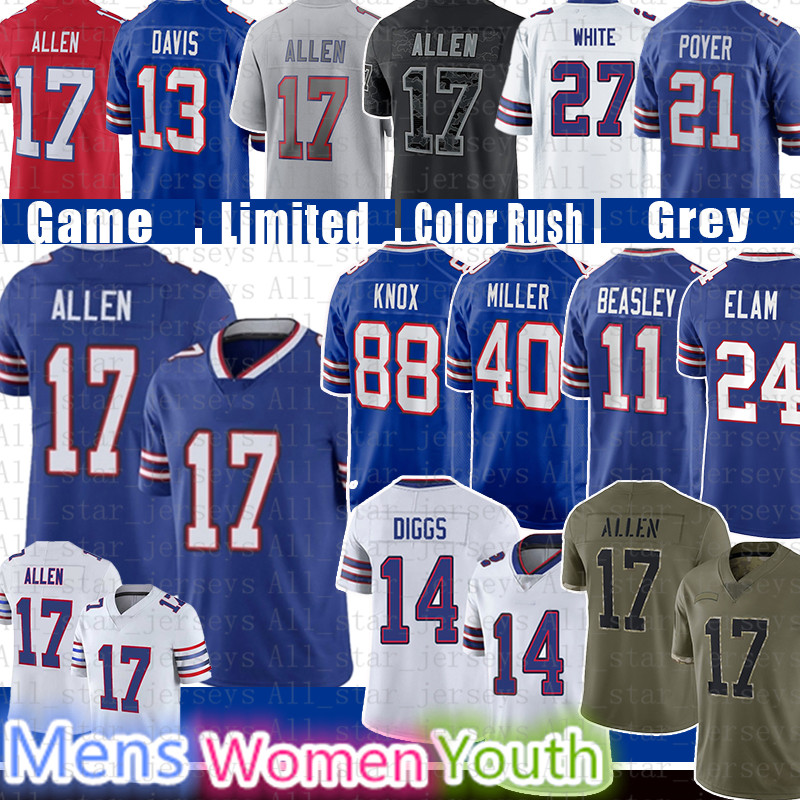 Josh Allen Dawson Knox Billes Football Jersey Buffalos Stefon Diggs Von Miller Gabriel Davis Tre'Davious White Micah Hyde Kaiir Elam Poyer Tyler Bass Terrel Bernard, 2021 youth size s-xl(be)
Josh Allen Dawson Knox Billes Football Jersey Buffalos Stefon Diggs Von Miller Gabriel Davis Tre'Davious White Micah Hyde Kaiir Elam Poyer Tyler Bass Terrel Bernard, 2021 youth size s-xl(be)