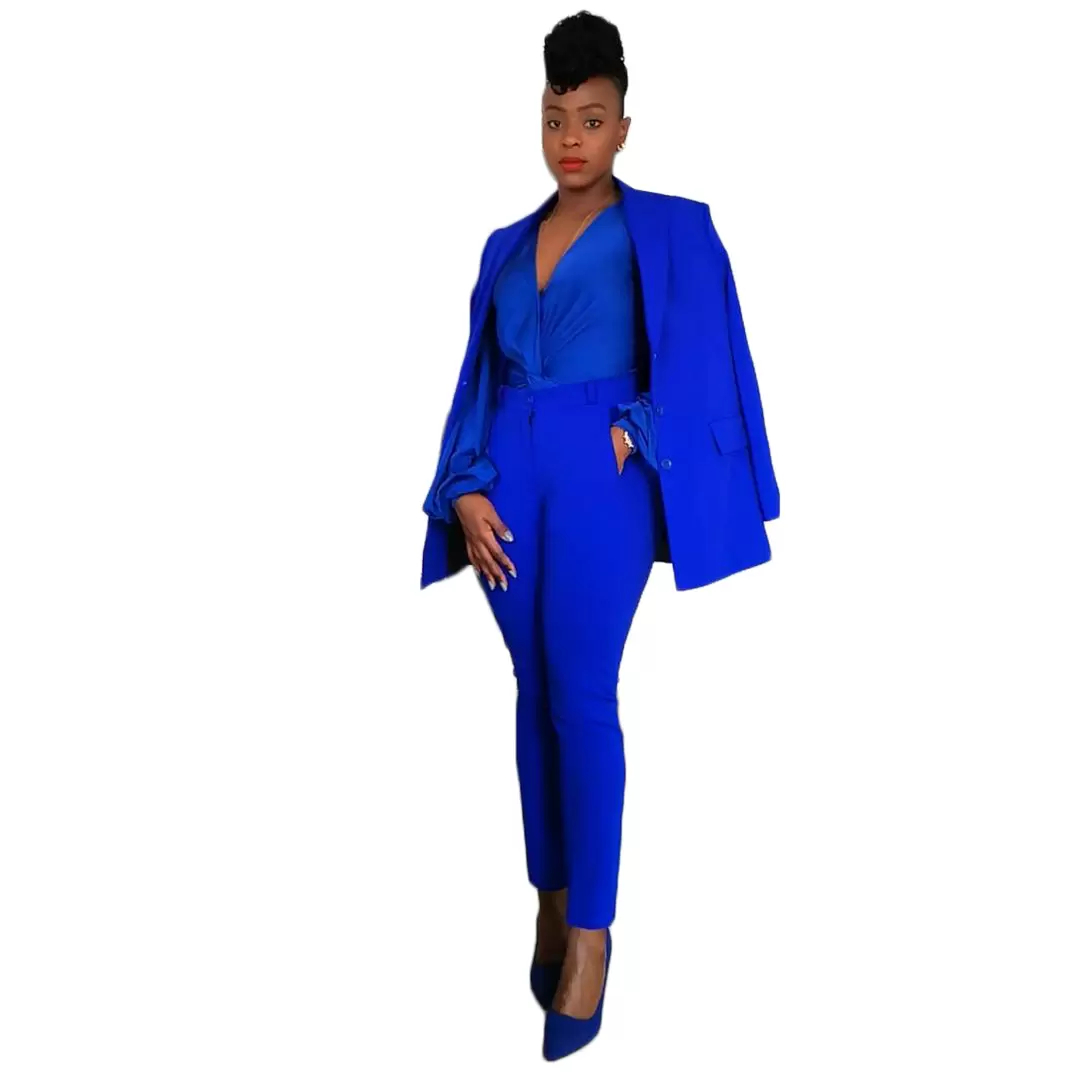 Royal Blue Mother Of The Bride Suits Slim Fit Jacket And Pants 2 Pieces Groom Mom Prom Evening Wear Long Sleeve Guest Wedding Party Dress Blazer 2023