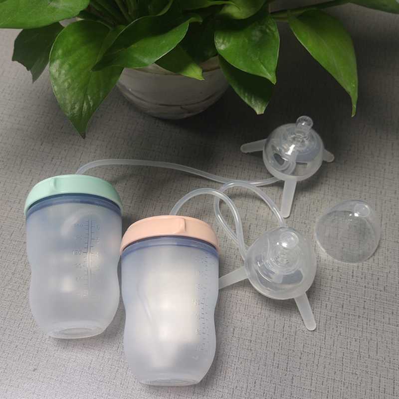 Baby feeding Bottle Long straw Hands-free bottle Multifunctional Baby Bottle Kids Milk Cup Silicone Sippy NO BPA 211023