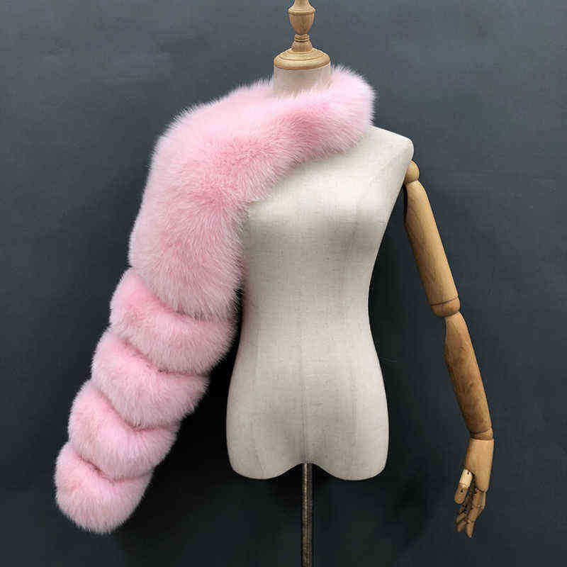 2021 new fashion fox fur coat women sleeve luxury single sleeve Y1228