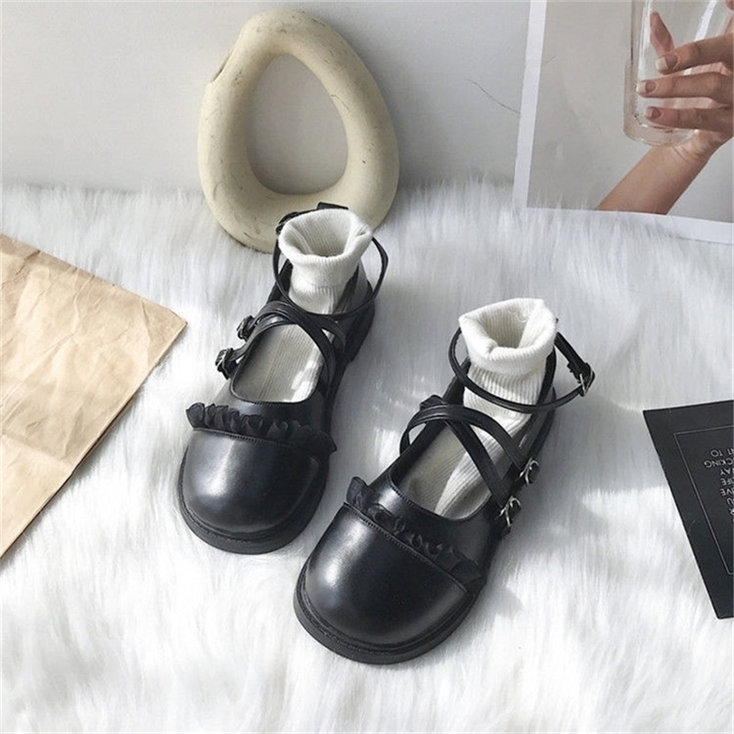 Kawaii Lace PU Leather Cross Band Sepatu Mary Jane untuk Wanita Fashion Desainer Tali Gesper Flat Kasual Manis Sepatu Platform 220614, Black matte
Kawaii Lace PU Leather Cross Band Sepatu Mary Jane untuk Wanita Fashion Desainer Tali Gesper Flat Kasual Manis Sepatu Platform 220614, Black matte