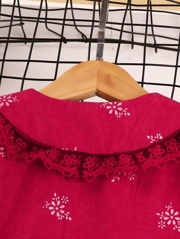 Toddler Girls Floral Print Embroidered Mesh Statement Collar Dress SHE