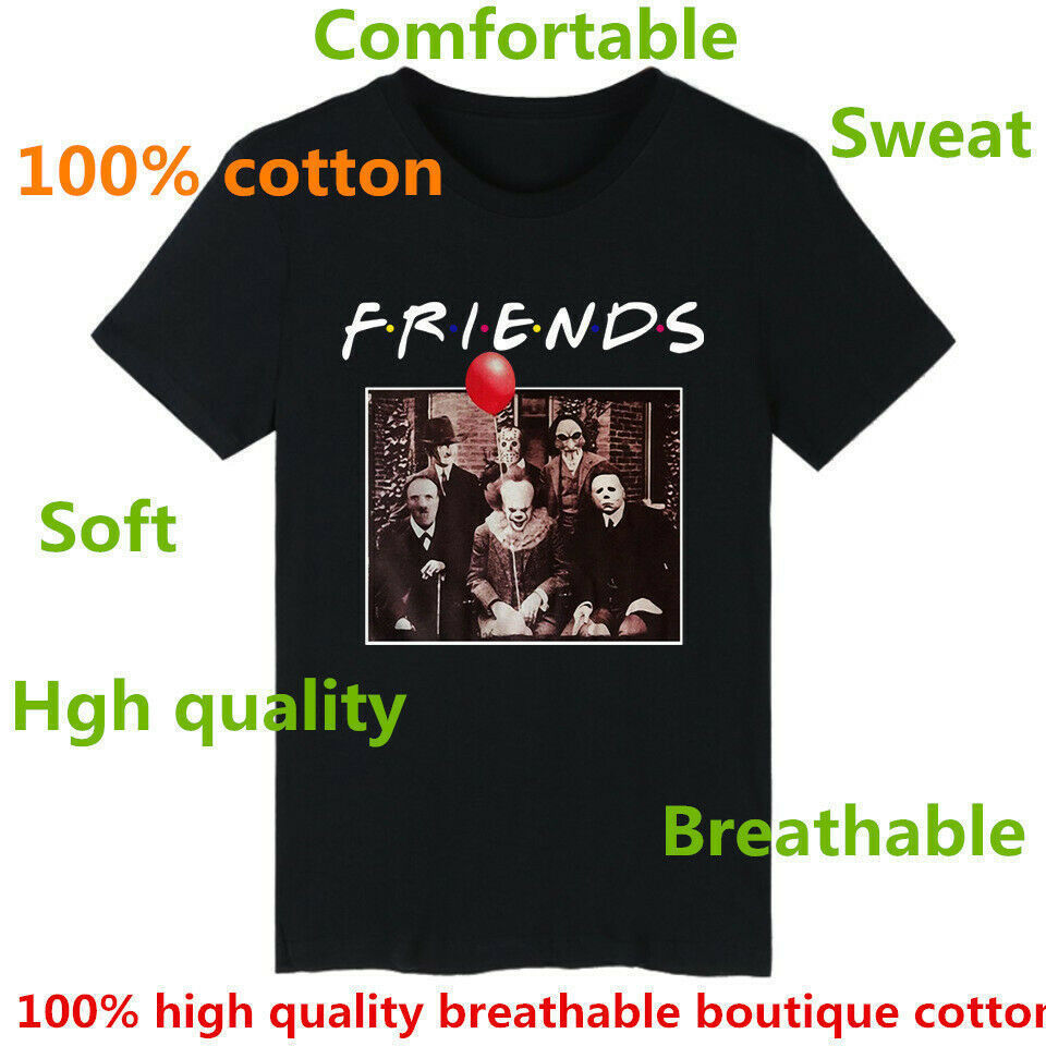 Horror Friends Pennywise Michael Myers Jason Voorhees Halloween Men T-Shirt Top cotton Short sleeve T Shirt Camiseta masculina MX200508