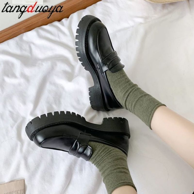Mary Jane Shoes Girls Japanese School Jk Uniform Accessories Lolita Shoes College Gothic PU Leather Platform High Quality Shoe 220614