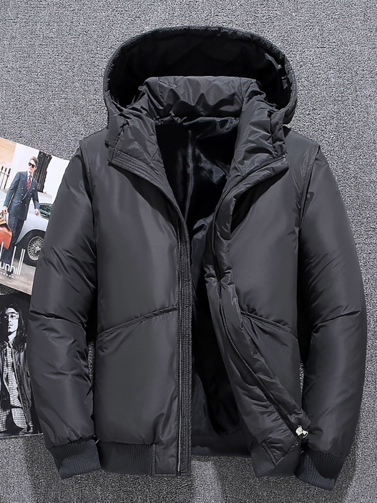 Winter Warm Men Jacket Coat Casual Autumn Stand Collar Puffer Thick Hat White Duck Parka Male Mens Winter Down Jacket With Hood 220912