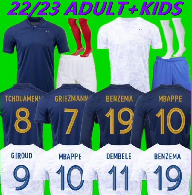 22 23 BENZEMA MBAPPE GRIEZMANN soccer jersey French KANTE POGBA ZIDANE GIROUD MATUIDI Kimpembe VARANE PAVARO equipe Maillot de football shirt Men kids kit Set 215
22 23 BENZEMA MBAPPE GRIEZMANN soccer jersey French KANTE POGBA ZIDANE GIROUD MATUIDI Kimpembe VARANE PAVARO equipe Maillot de football shirt Men kids kit Set 215