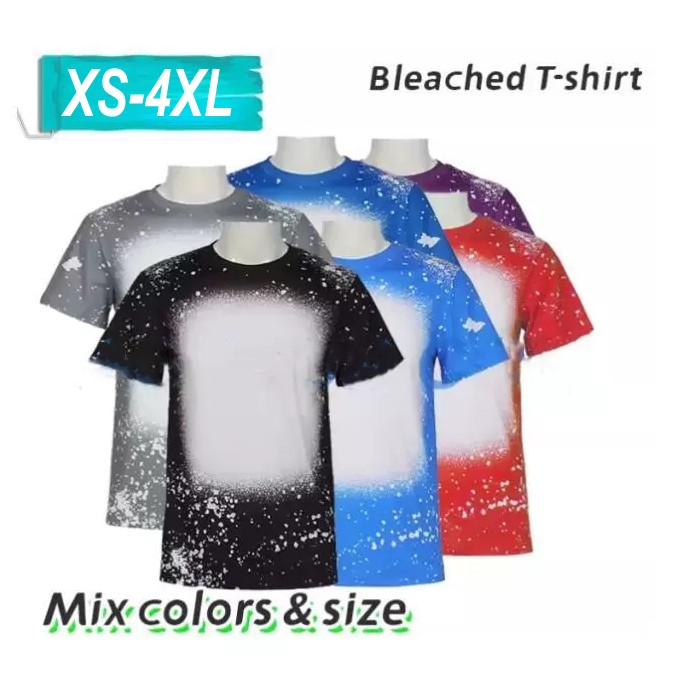 Sublimation Bleached Tees Shirts Heat Transfer Blank Bleach Shirt Bleached Polyester T-Shirts US Men Women Party Supplies GG1022