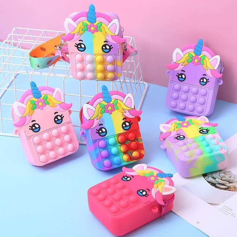 Pop Purse Fidget Toys Pop Shoulder Bag Stress Anxiety Relief Toy Fidgets Package Gift for Kids