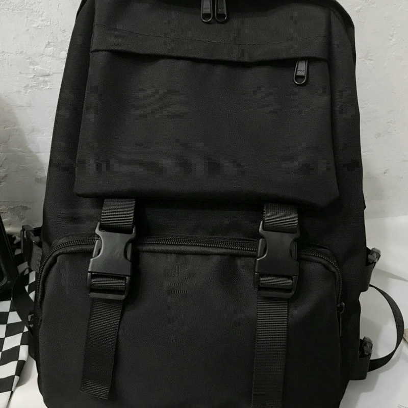 Backpacks Preppy Students Backpack Large Capacity Button Travel Bag Solid Simple Harajuku Chic Fashion Retro Unisex High Street 220815