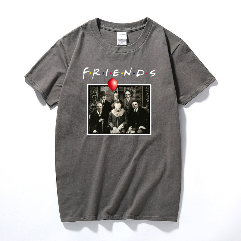 Horror Friends Pennywise Michael Myers Jason Voorhees Halloween Men T-Shirt Top cotton Short sleeve T Shirt Camiseta masculina MX200508