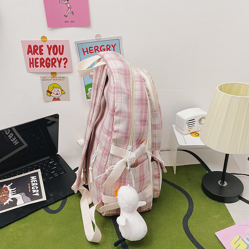 EST Plaid Transparent PVC Kawaii Contrast Color Girls College Leisure Kawaii Backpack Large Nylon School Backpack For Women Bags 220815