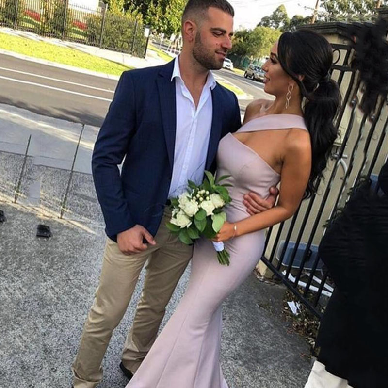 Purple Sexy Long One-Shoulder Bridesmaid Dress Chiffon Backless Formal Prom Party Gown Women Long Gala wedding Dress