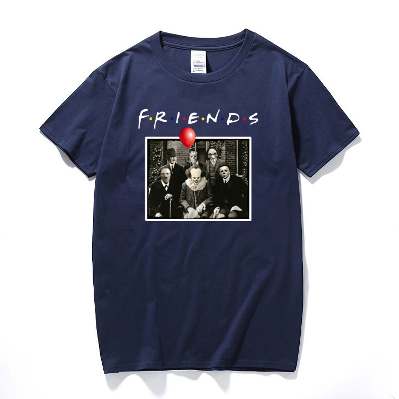 Horror Friends Pennywise Michael Myers Jason Voorhees Halloween Men T-Shirt Top cotton Short sleeve T Shirt Camiseta masculina MX200508